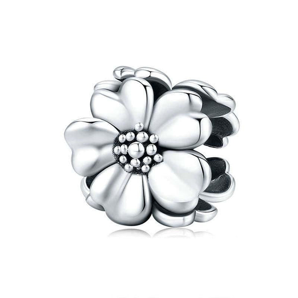 Flower Sterling Silver Bead Charm Bracelet Necklace Pendant