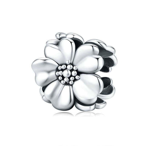 Flower Sterling Silver Bead Charm Bracelet Necklace Pendant