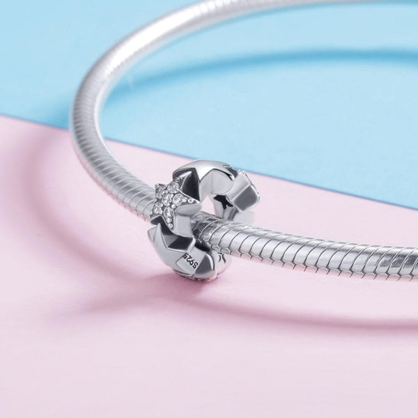 Stars Sterling Silver Zircon CZ Spacer Bead Charm Bracelet Necklace