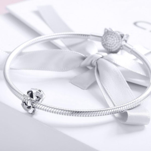 Stars Sterling Silver Zircon CZ Spacer Bead Charm Bracelet Necklace