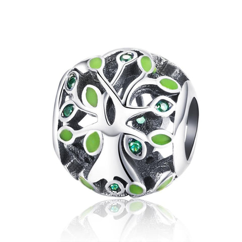 Tree Of Life Sterling Silver CZ Spacer Bead Charm Bracelet Necklace Pendant