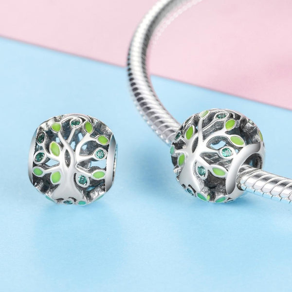Tree Of Life Sterling Silver CZ Spacer Bead Charm Bracelet Necklace Pendant