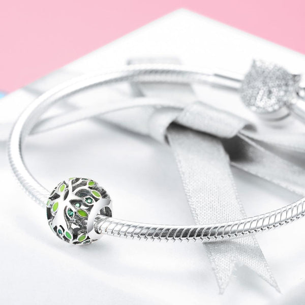 Tree Of Life Sterling Silver CZ Spacer Bead Charm Bracelet Necklace Pendant