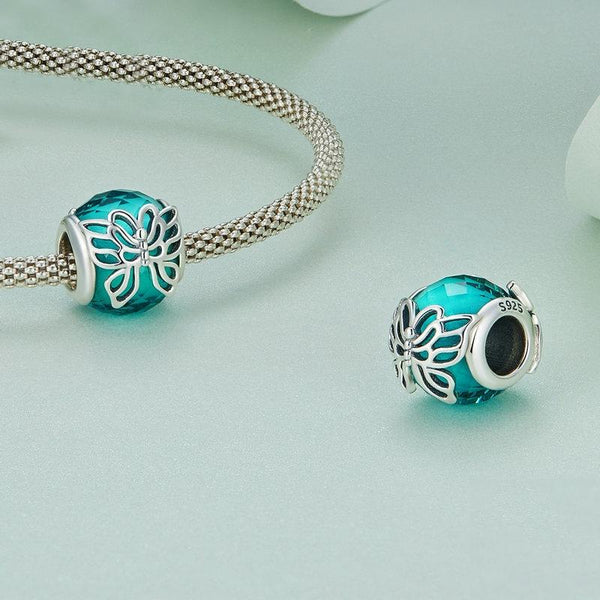 Butterfly Glass Sterling Silver Spacer Bead Charm Bracelet Necklace Pendant