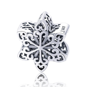 Snowflake Sterling Silver Bead Charm Pendant Bracelet Necklace