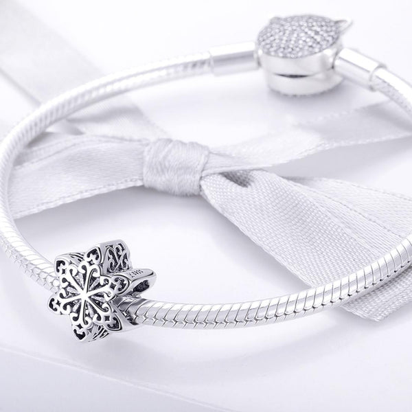 Snowflake Sterling Silver Bead Charm Pendant Bracelet Necklace