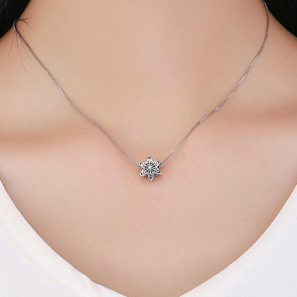 Snowflake Sterling Silver Bead Charm Pendant Bracelet Necklace
