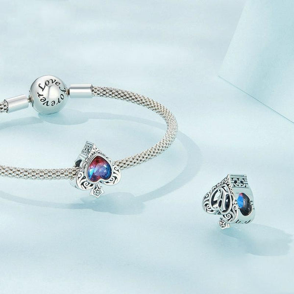 Spades Heart Sterling Silver Bead Charm Pendant Bracelet Necklace