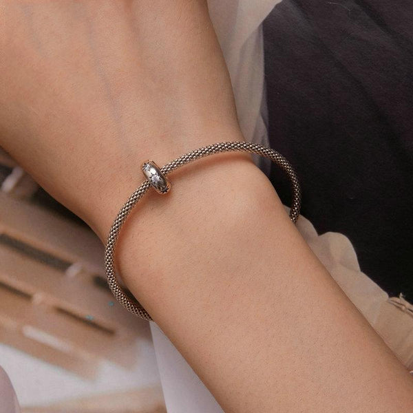 Star Sterling Silver Zircon CZ Spacer Bead Charm Bracelet Necklace Pendant