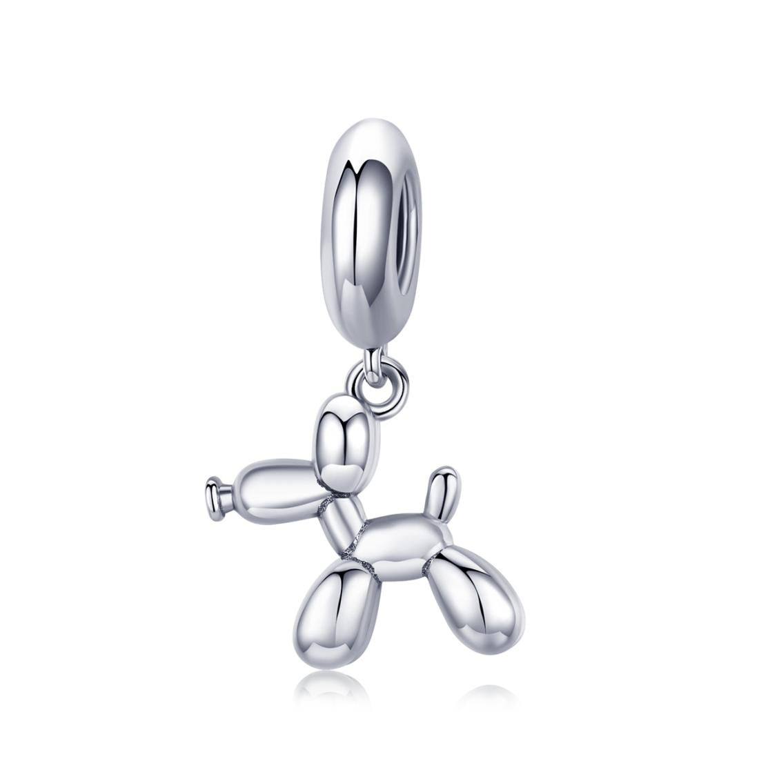 Balloon Dog Sterling Silver Bead Charm Bracelet Necklace