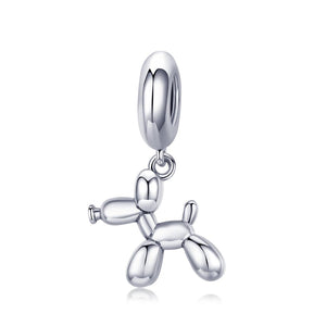 Balloon Dog Sterling Silver Bead Charm Bracelet Necklace