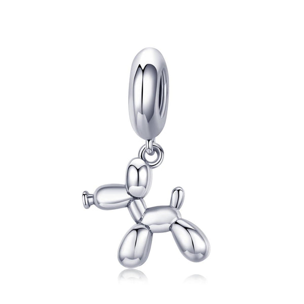 Balloon Dog Sterling Silver Bead Charm Bracelet Necklace