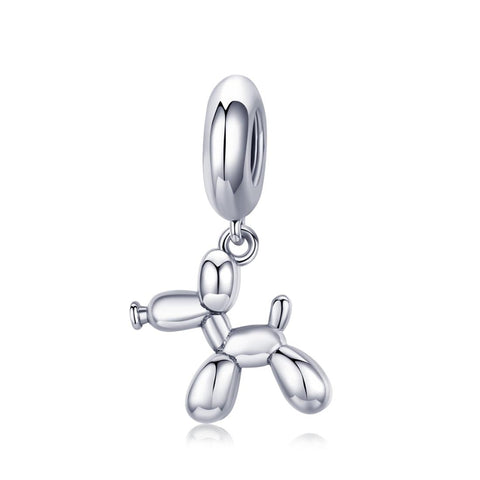 Balloon Dog Sterling Silver Bead Charm Bracelet Necklace