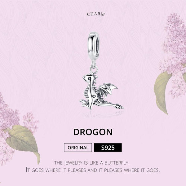 Bay Dragon Sterling Silver Zircon CZ Bead Charm Pendant Bracelet Necklace