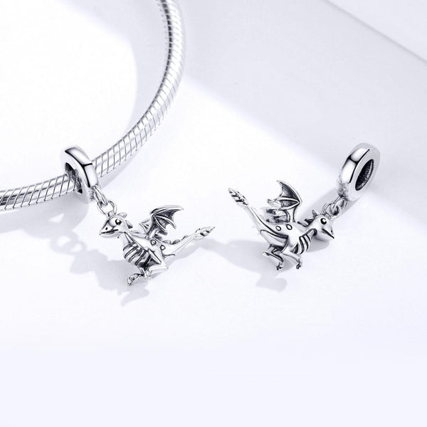 Bay Dragon Sterling Silver Zircon CZ Bead Charm Pendant Bracelet Necklace