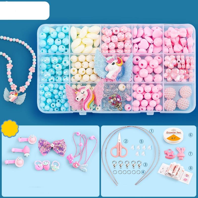 DIY Bracelet Necklace Jewellery Making Kit Kids Children 15 Designs Unicorn