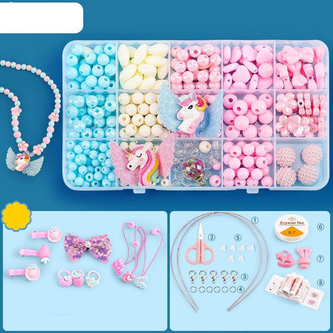 DIY Bracelet Necklace Jewellery Making Kit Kids Children 15 Designs Unicorn