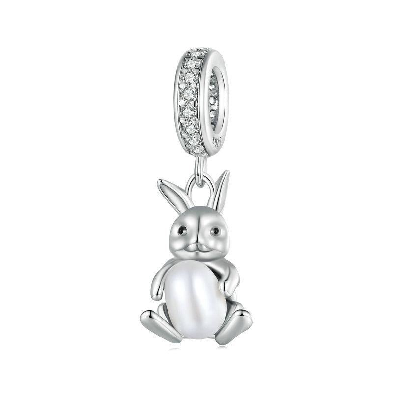 Rabbit Bunny Sterling Silver Bead Charm Bracelet Necklace Pendant