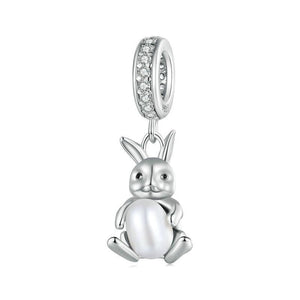 Rabbit Bunny Sterling Silver Bead Charm Bracelet Necklace Pendant