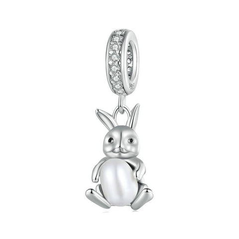 Rabbit Bunny Sterling Silver Bead Charm Bracelet Necklace Pendant