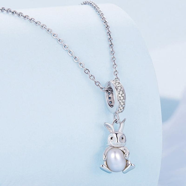 Rabbit Bunny Sterling Silver Bead Charm Bracelet Necklace Pendant