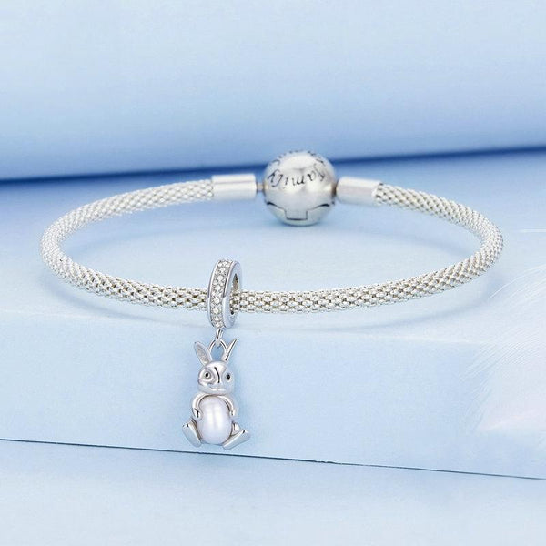 Rabbit Bunny Sterling Silver Bead Charm Bracelet Necklace Pendant