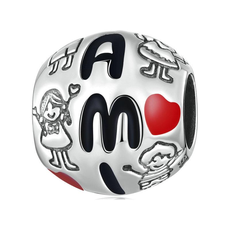 Friends Enamel Sterling Silver Bead Charm Bracelet Necklace Pendant