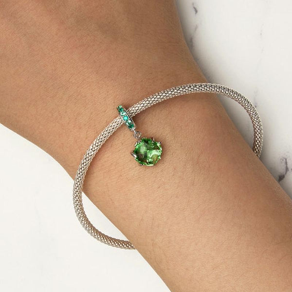 Green Tree Of Life Crystal Sterling Silver Bead Charm Bracelet Necklace Pendant