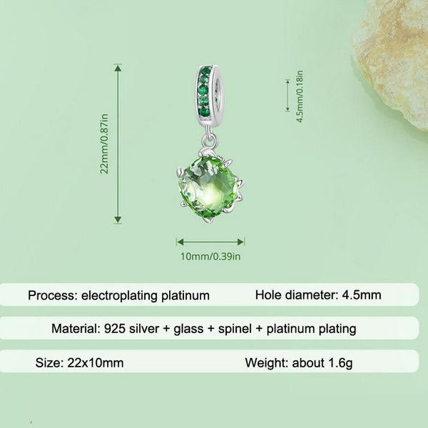 Green Tree Of Life Crystal Sterling Silver Bead Charm Bracelet Necklace Pendant