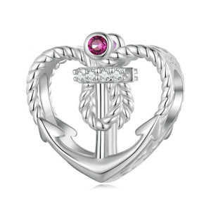 Anchor Heart Love Sterling Silver CZ Bead Charm Bracelet Necklace Pendant