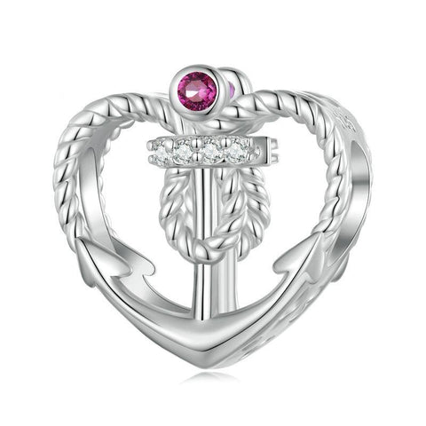Anchor Heart Love Sterling Silver CZ Bead Charm Bracelet Necklace Pendant