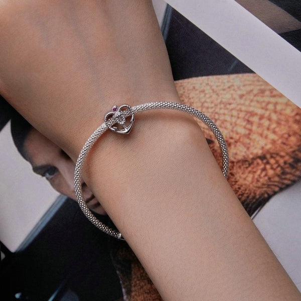 Anchor Heart Love Sterling Silver CZ Bead Charm Bracelet Necklace Pendant