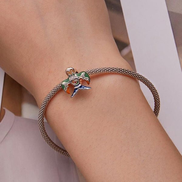 Swallow Bird Enamel Sterling Silver Bead Charm Bracelet Necklace Pendant