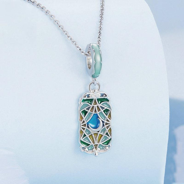 Moon Tarot Card Enamel Sterling Silver Bead Charm Bracelet Necklace Pendant