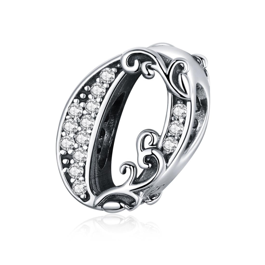 0 Number Numeral Sterling Silver Crystal Zircon CZ Bead Charm Bracelet Necklace