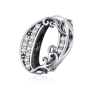 0 Number Numeral Sterling Silver Crystal Zircon CZ Bead Charm Bracelet Necklace