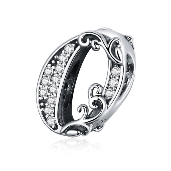 0 Number Numeral Sterling Silver Crystal Zircon CZ Bead Charm Bracelet Necklace