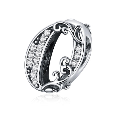 0 Number Numeral Sterling Silver Crystal Zircon CZ Bead Charm Bracelet Necklace