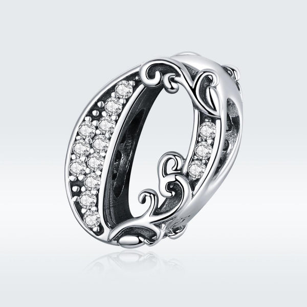 0 Number Numeral Sterling Silver Crystal Zircon CZ Bead Charm Bracelet Necklace