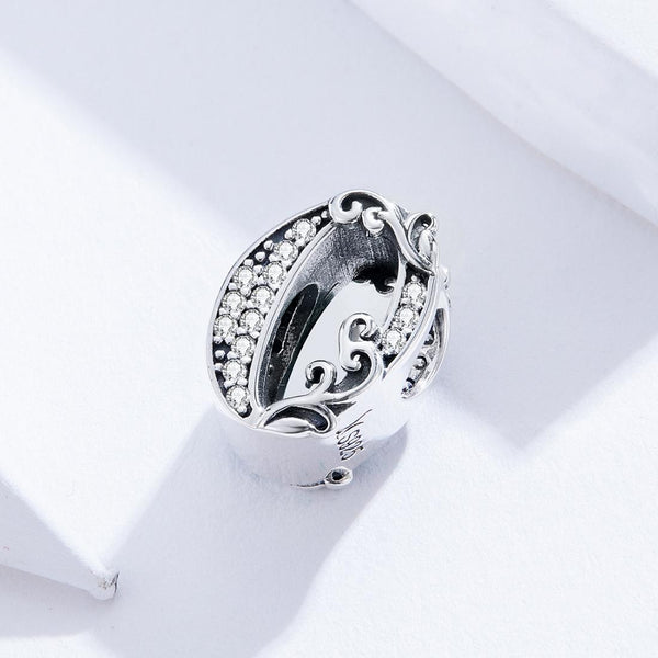0 Number Numeral Sterling Silver Crystal Zircon CZ Bead Charm Bracelet Necklace