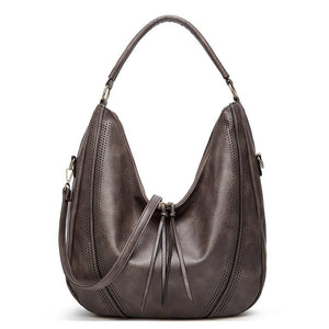 Faux PU Leather Bucket Slouch Underarm Shoulder Bag Handbag Grey