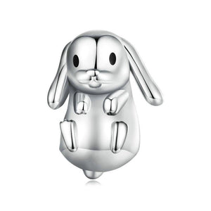 Lop Rabbit Enamel Sterling Silver Bead Charm Bracelet Necklace Pendant