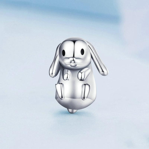 Lop Rabbit Enamel Sterling Silver Bead Charm Bracelet Necklace Pendant