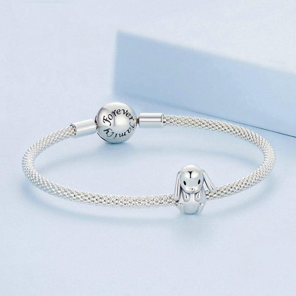 Lop Rabbit Enamel Sterling Silver Bead Charm Bracelet Necklace Pendant