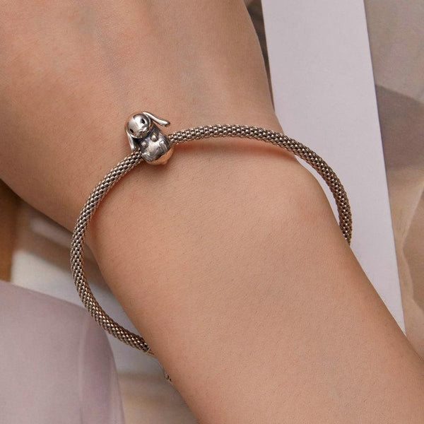 Lop Rabbit Enamel Sterling Silver Bead Charm Bracelet Necklace Pendant