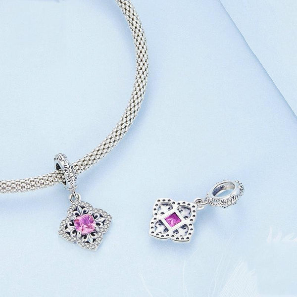 Fleur De Lis Sterling Silver Zircon CZ Bead Charm Bracelet Necklace