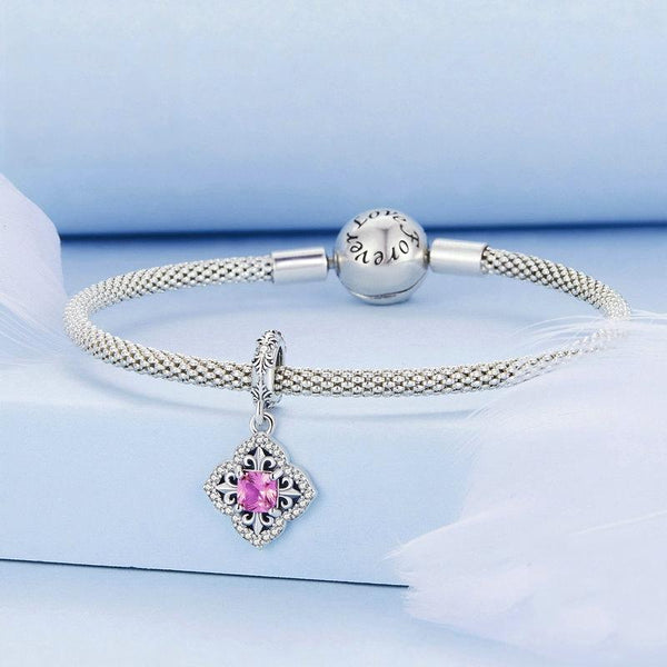 Fleur De Lis Sterling Silver Zircon CZ Bead Charm Bracelet Necklace