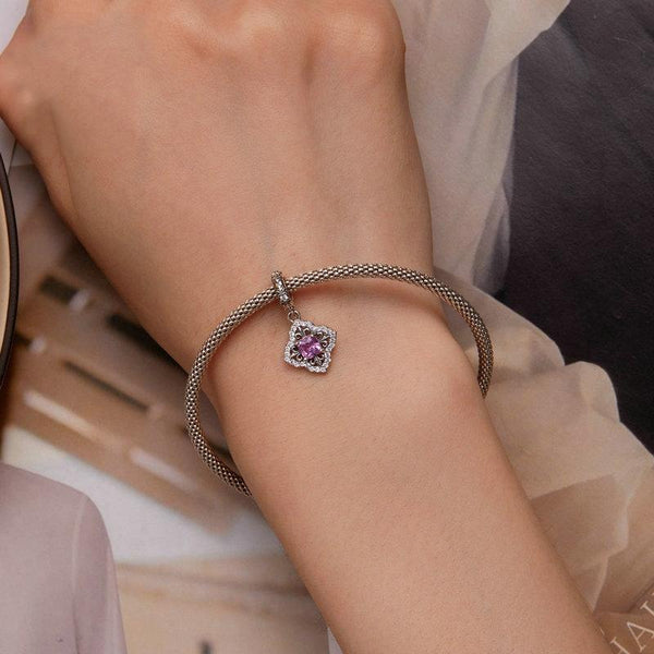 Fleur De Lis Sterling Silver Zircon CZ Bead Charm Bracelet Necklace