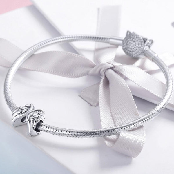 Angel Wings Sterling Silver Bead Charm Bracelet Necklace