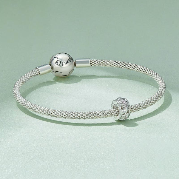 Floral Sterling Silver CZ Spacer Bead Charm Bracelet Necklace Pendant